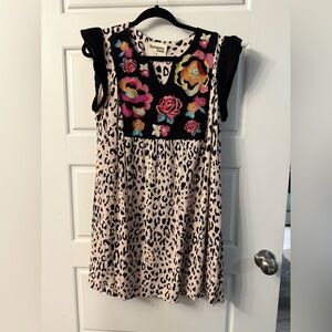 Savanna Jane Black and Pink Embroidered Dress